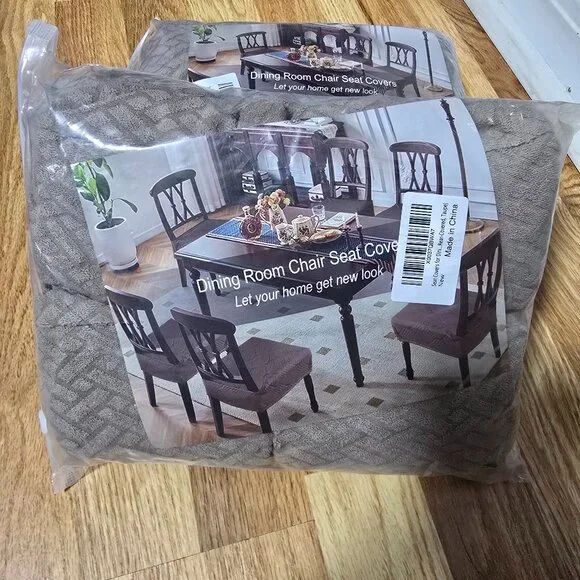 8 Dining Room Chair Seat Covers - Rear Covered - Taupe - Brand New - Picture 1 of 7
